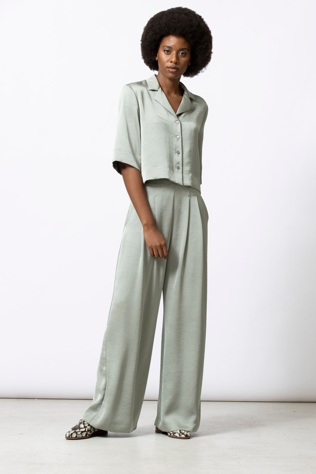 Blouses korte mouw groen Gigue