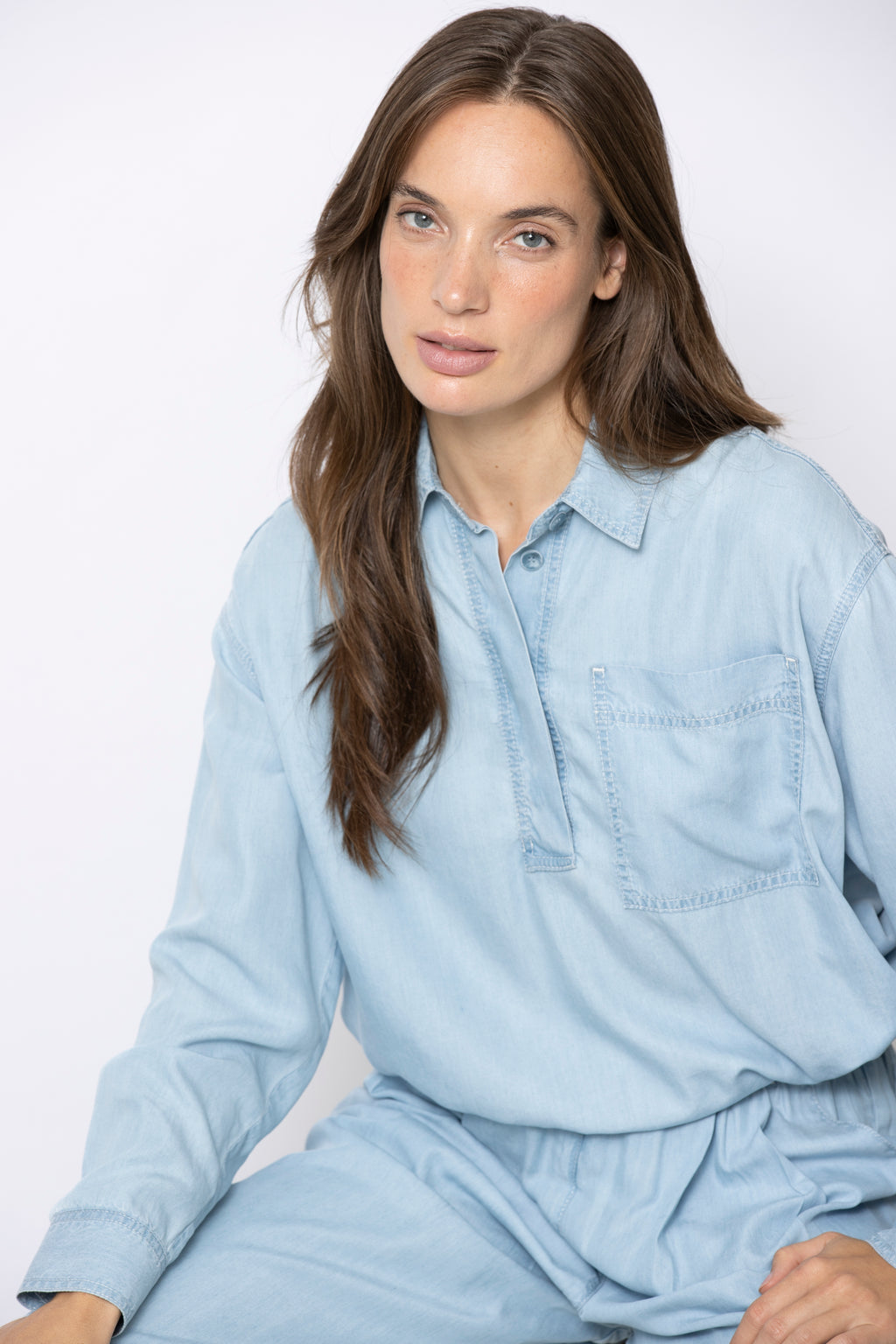 Blouses lange mouw blauw Gigue