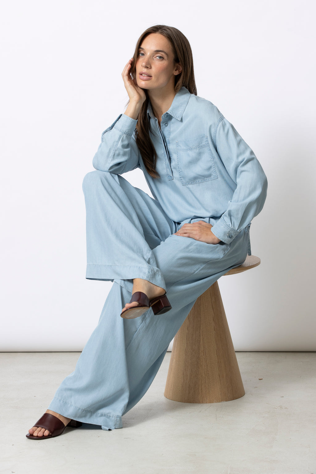 Blouses lange mouw blauw Gigue