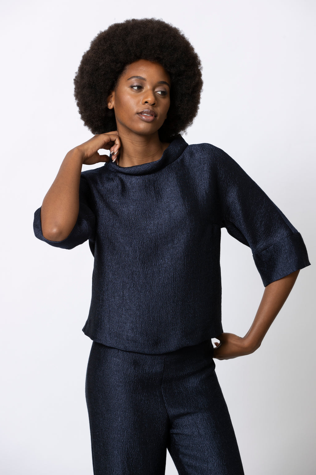 Blouses korte mouw navy Gigue