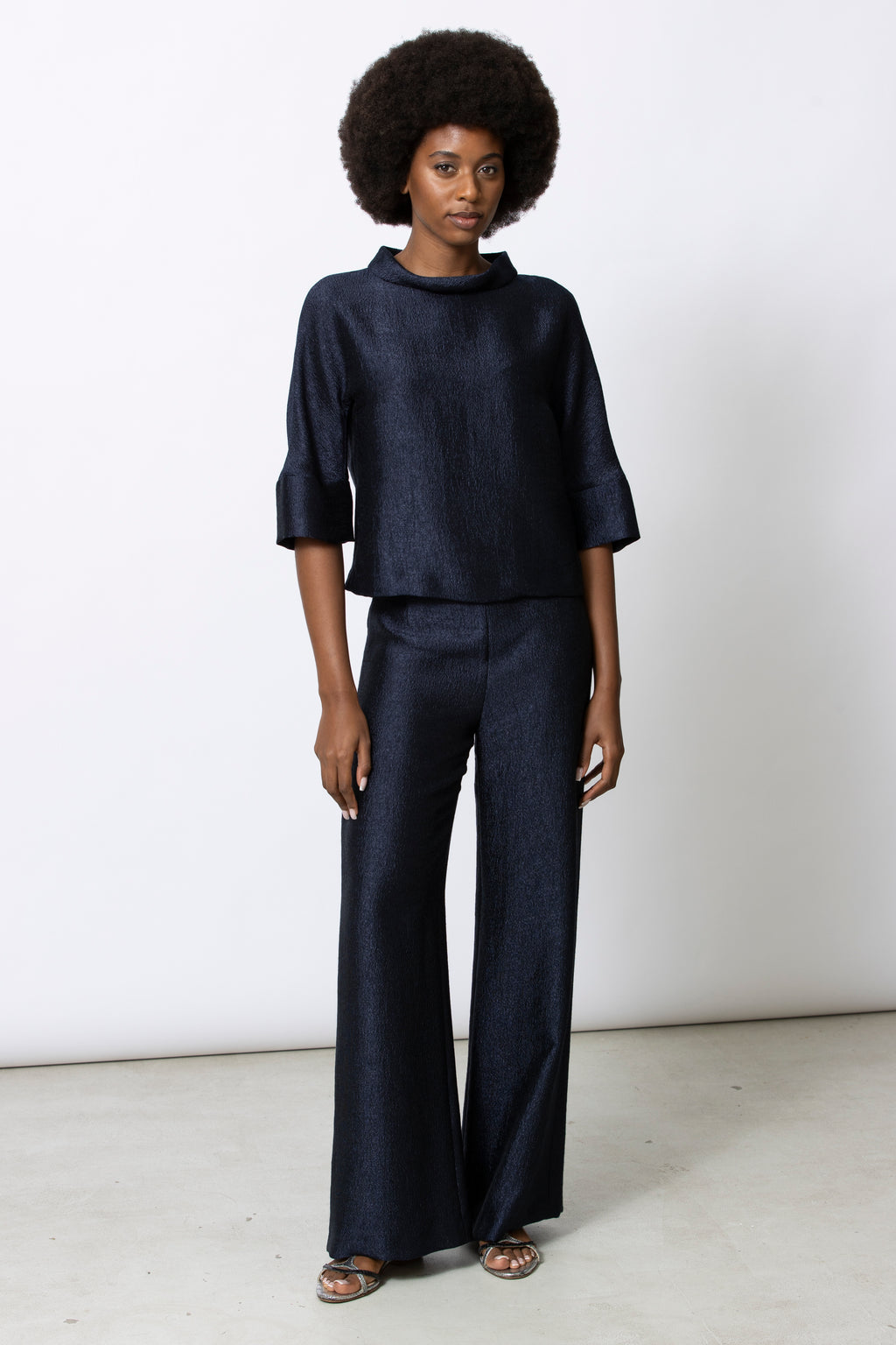 Blouses korte mouw navy Gigue