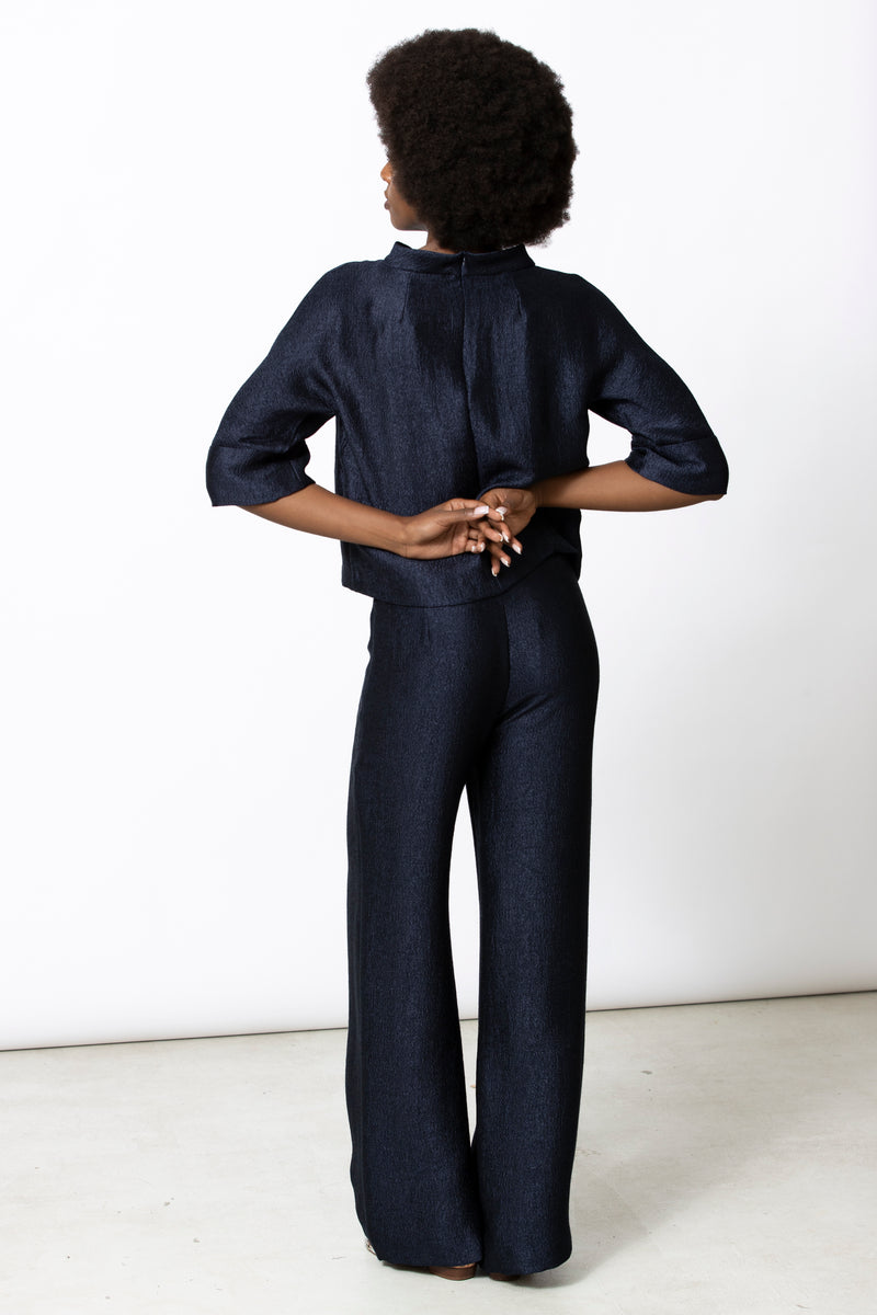 Blouses korte mouw navy Gigue