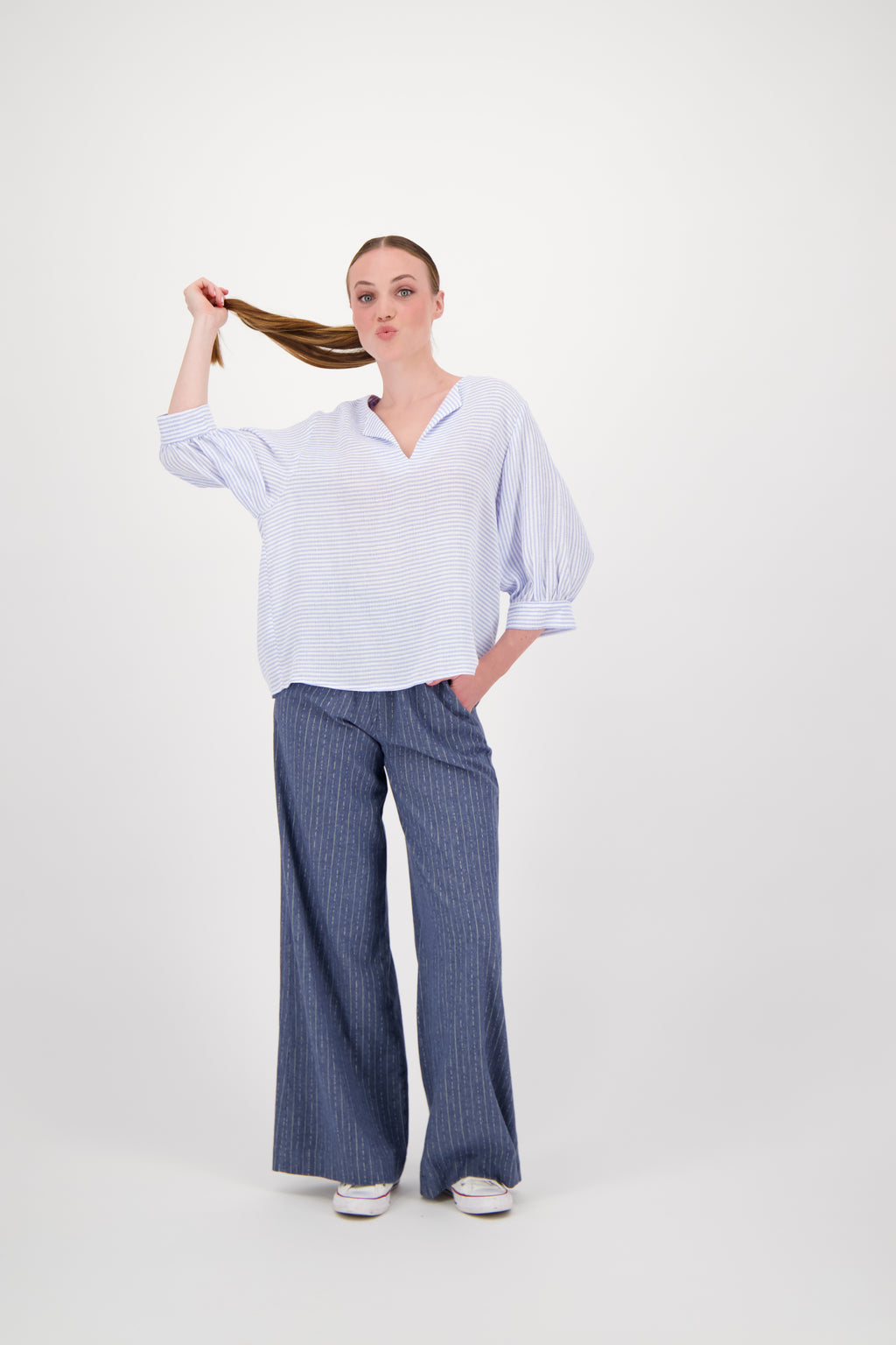 Blouses lange mouw navy Hampton Bays