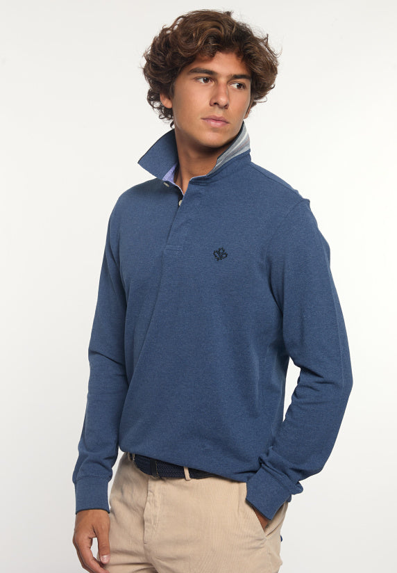 Polo's lange mouw blauw River Woods