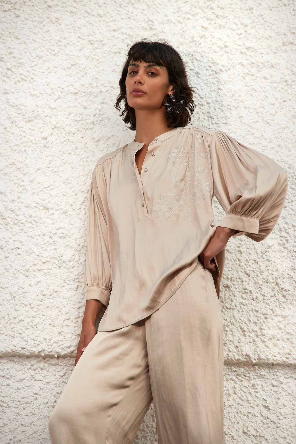 Blouses lange mouw beige Atmos