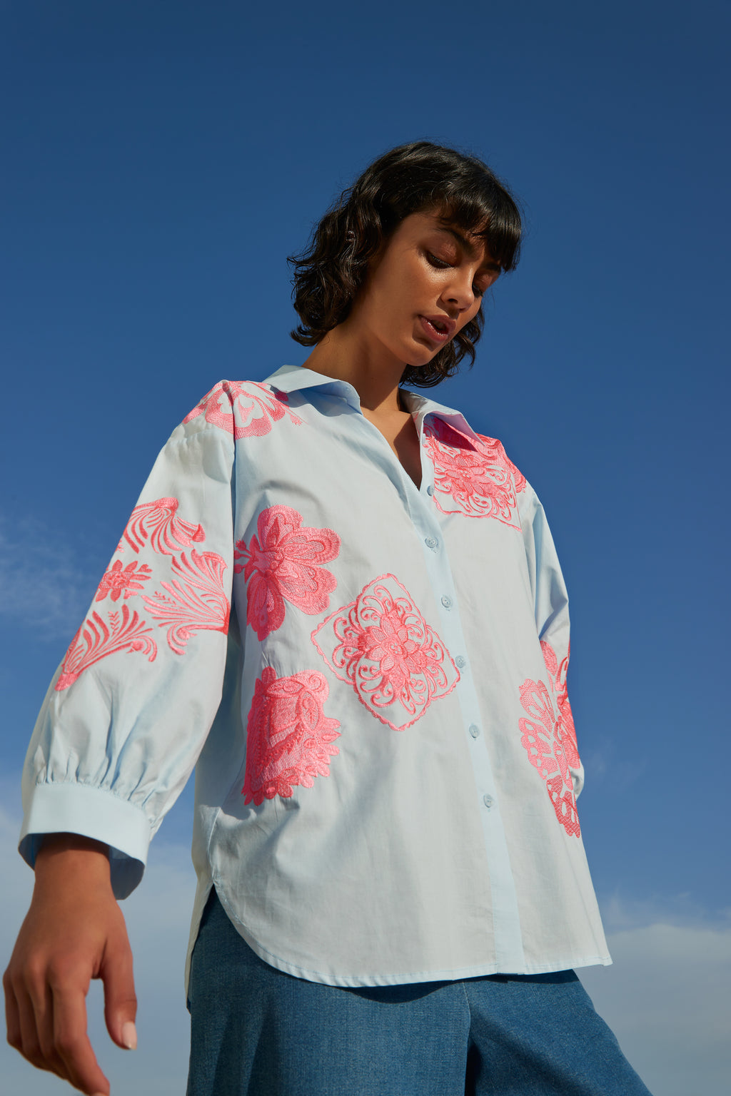 Blouses lange mouw blauw Atmos