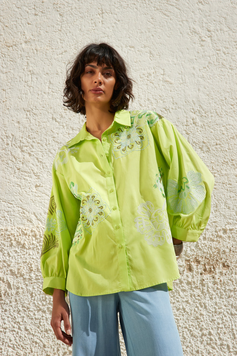 Blouses lange mouw groen Atmos