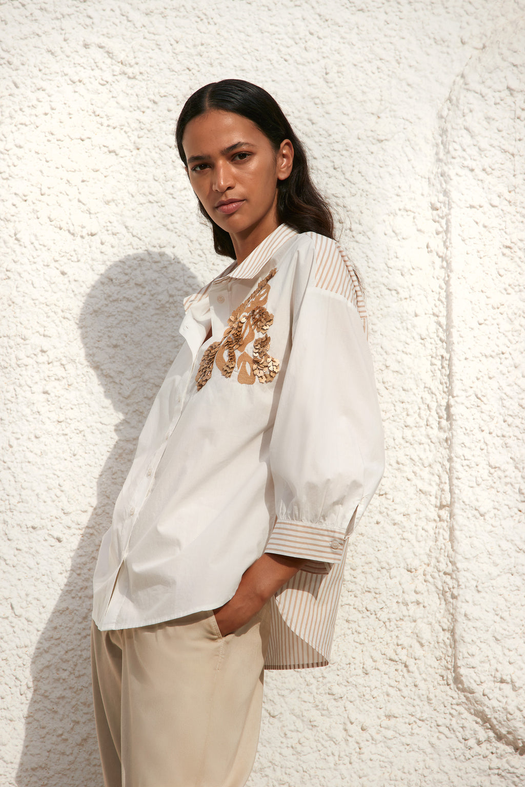 Blouses lange mouw beige Atmos
