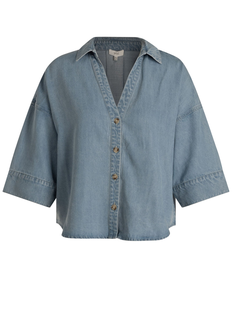Blouses korte mouw blauw yest curve