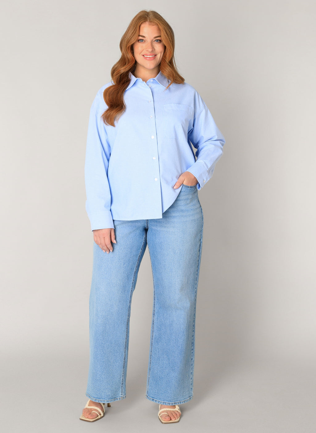 Blouses lange mouw blauw yest curve