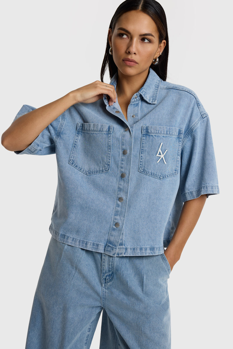 Blouses korte mouw blauw ALIX The Label