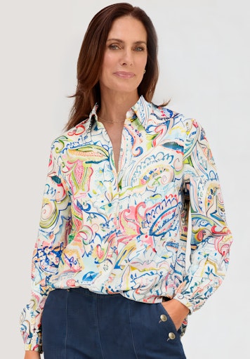 Blouses lange mouw blauw Bianca