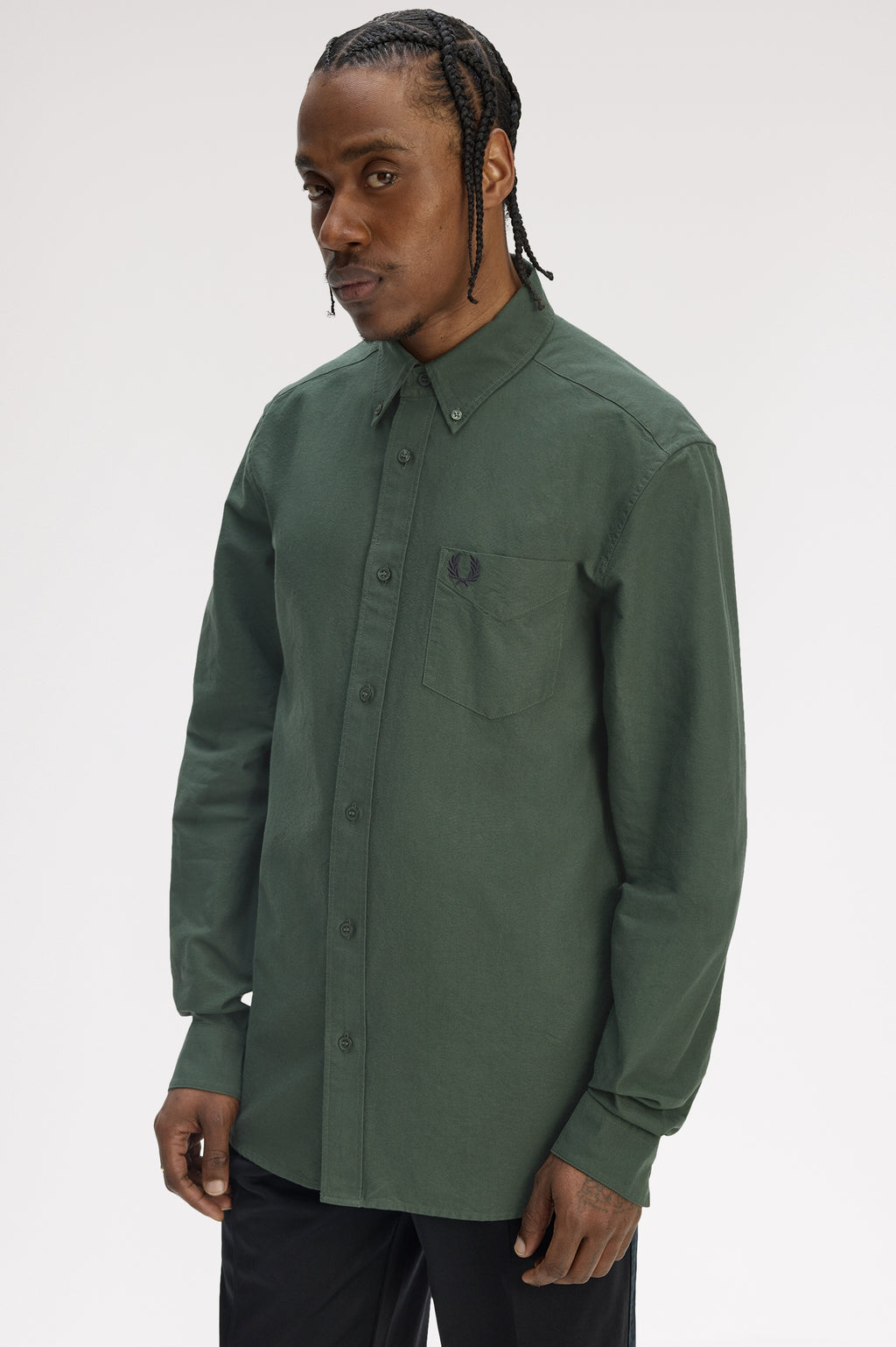 Hemden lange mouw groen Fred Perry