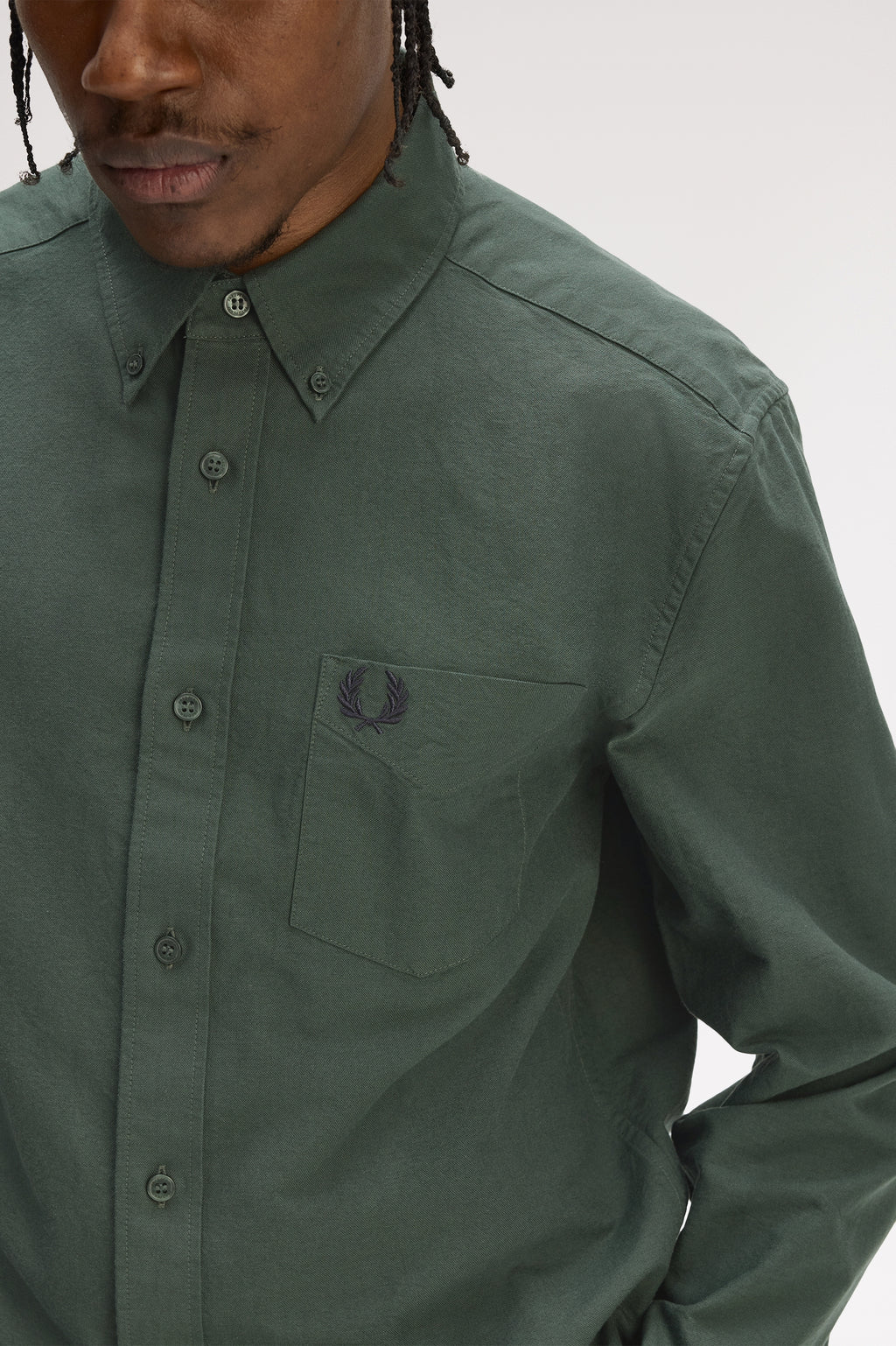 Hemden lange mouw groen Fred Perry