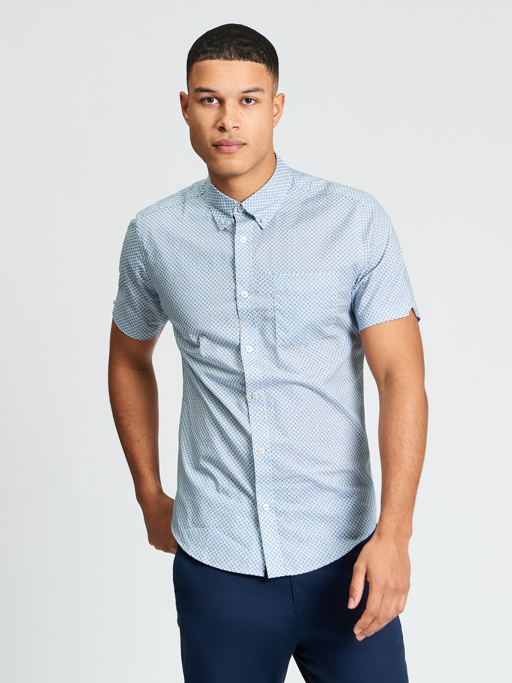Hemden korte mouw blauw Ben Sherman