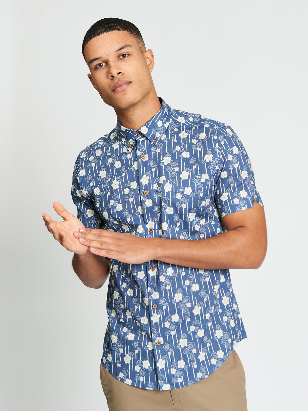 Hemden korte mouw blauw Ben Sherman