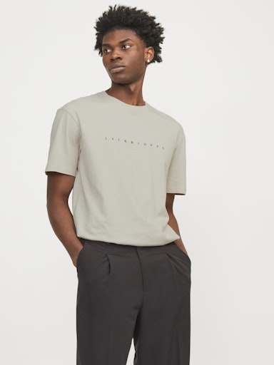 T-shirts korte mouw beige JACK & JONES