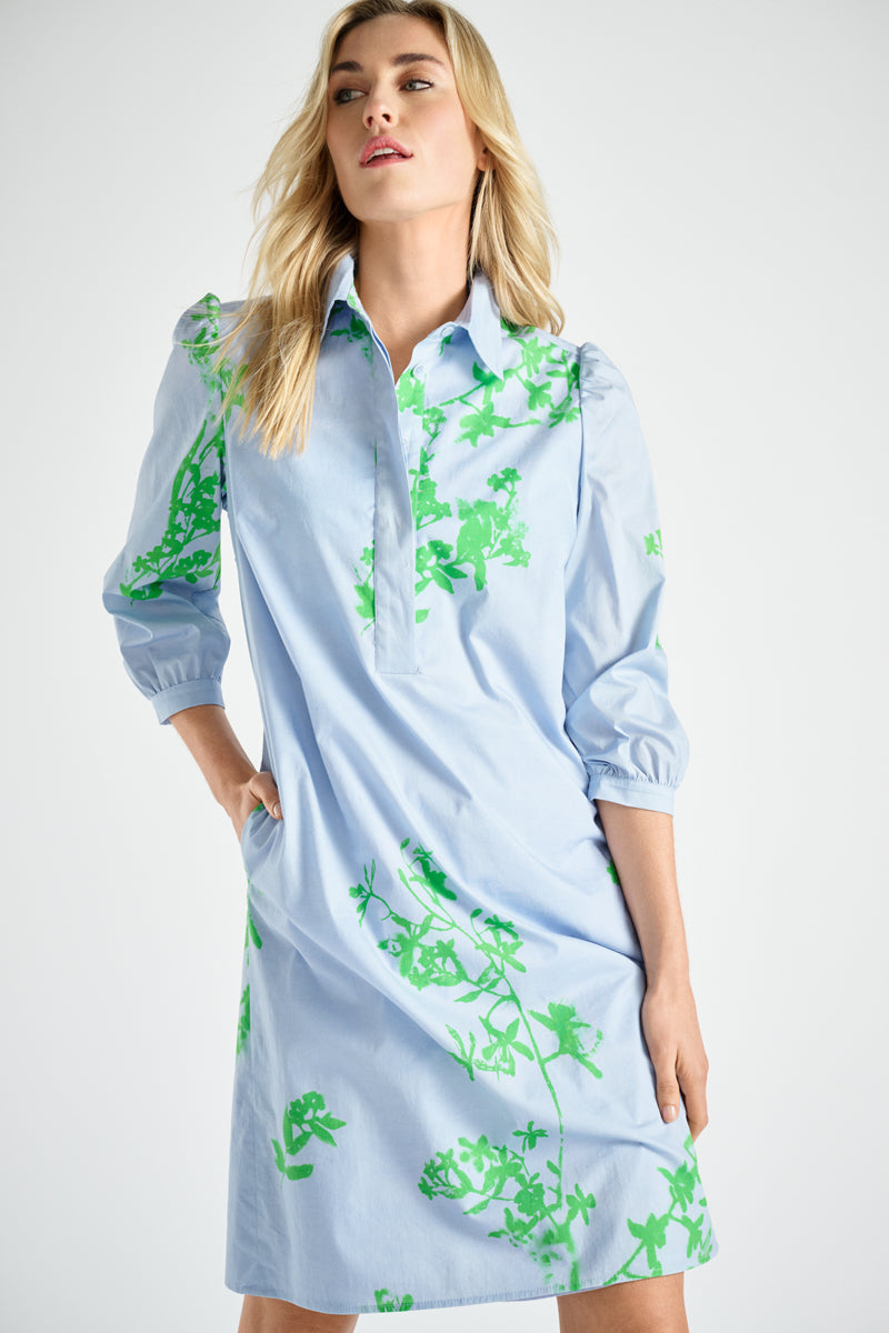 Jurken lange mouw blauw Marie Méro