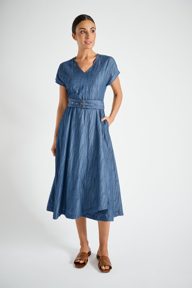 Jurken korte mouw blauw Marie Méro