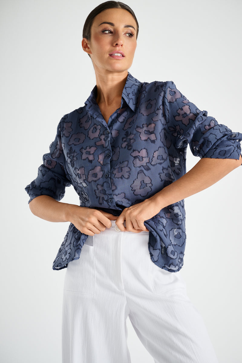 Blouses lange mouw blauw Marie Méro