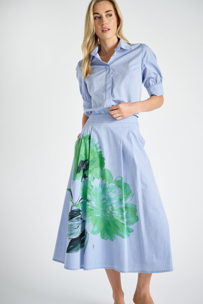 Blouses korte mouw blauw Marie Méro