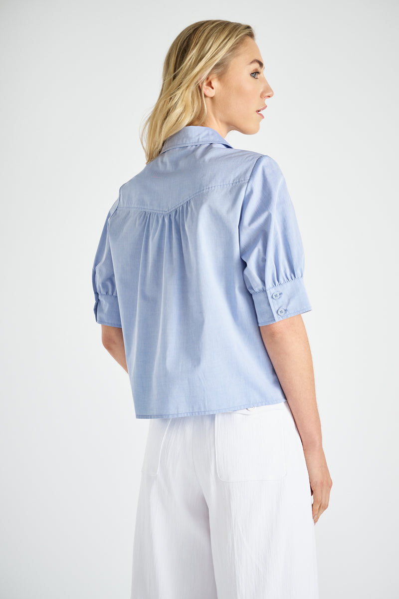 Blouses korte mouw blauw Marie Méro