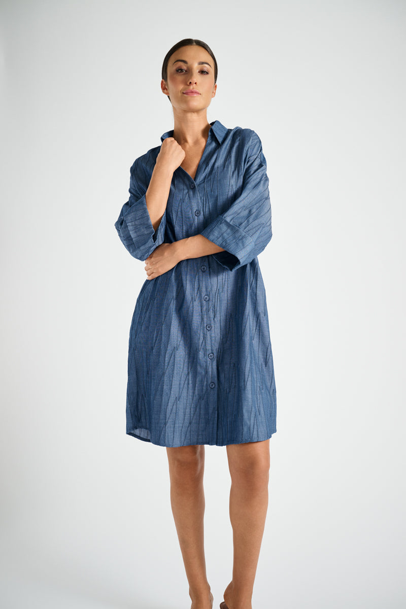 Jurken korte mouw blauw Marie Méro