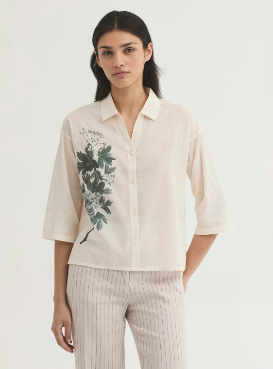 Blouses korte mouw beige Nice Things