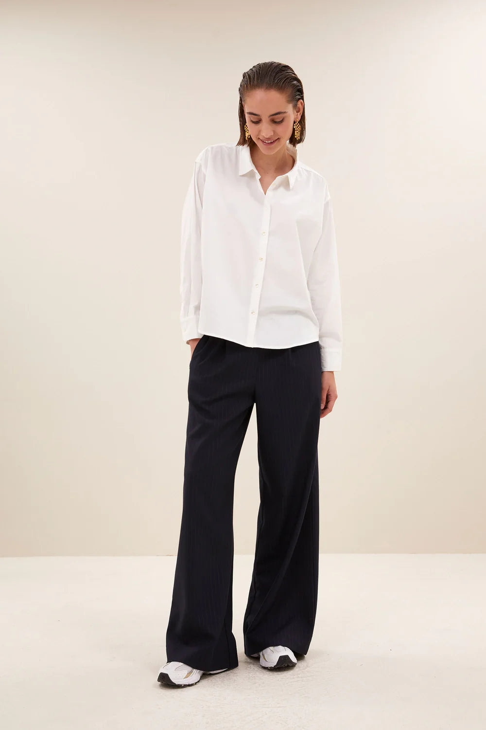 Blouses lange mouw wit by-bar