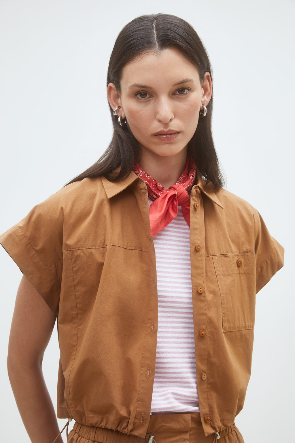 Blouses korte mouw bruin Suncoo Paris