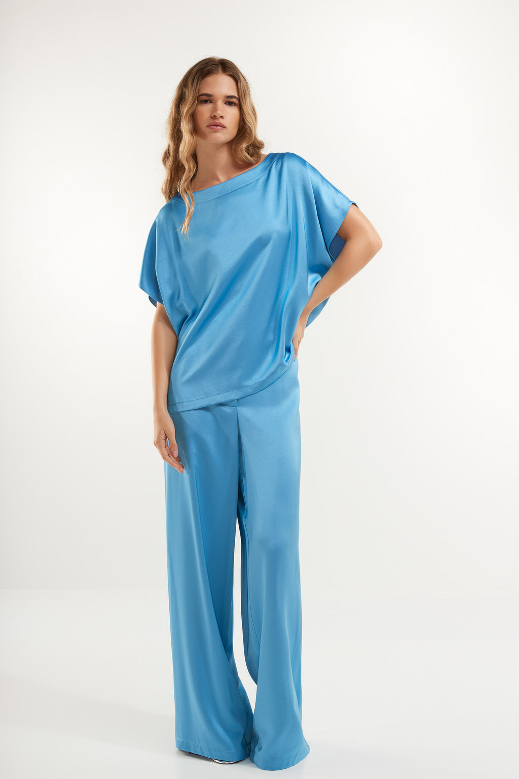 Blouses korte mouw blauw Senso