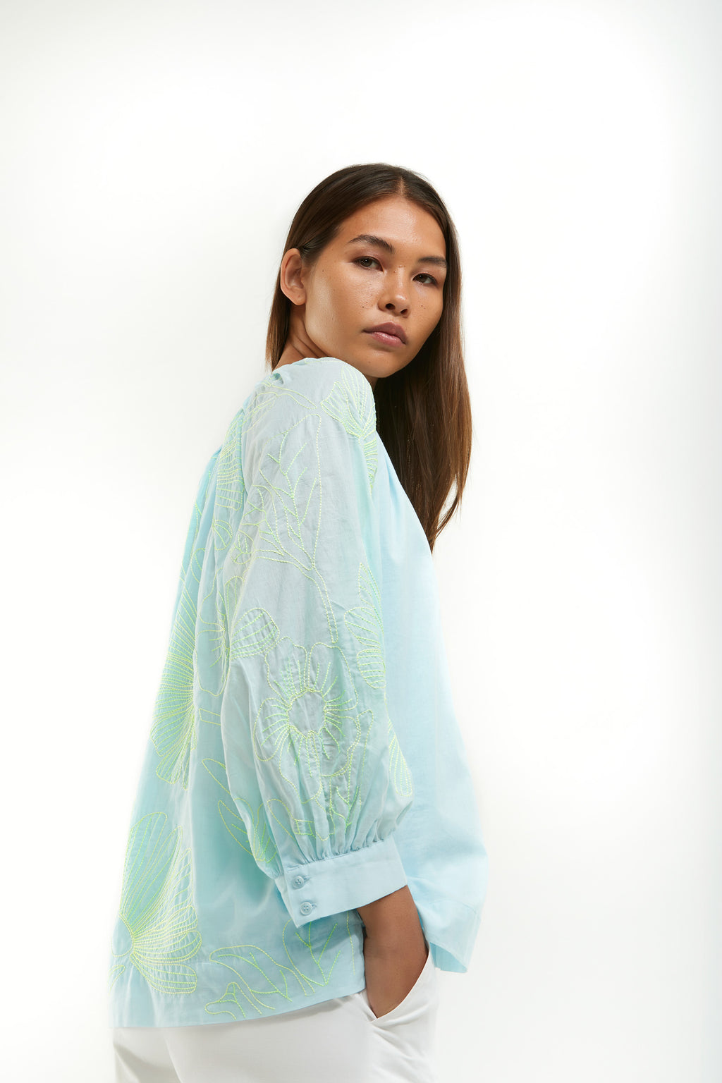 Blouses lange mouw blauw Senso
