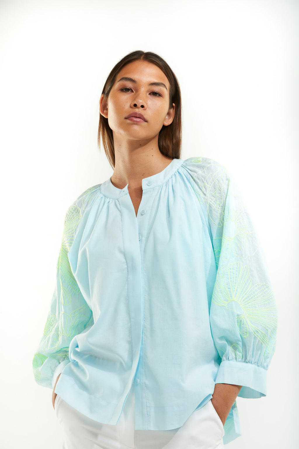 Blouses lange mouw blauw Senso
