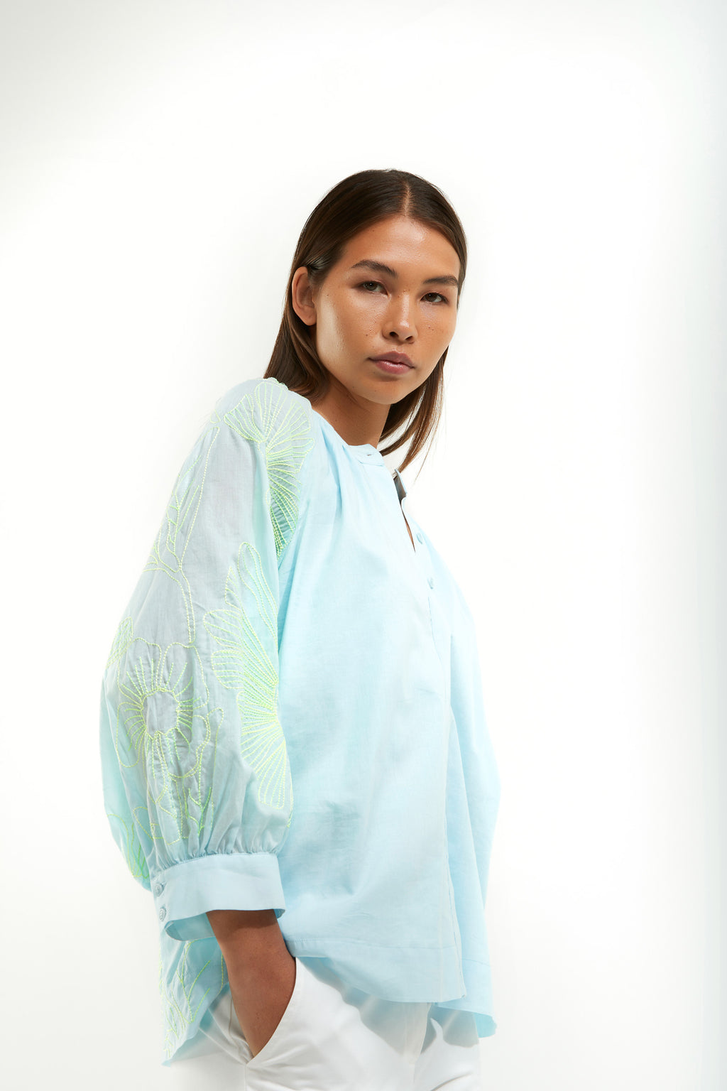 Blouses lange mouw blauw Senso