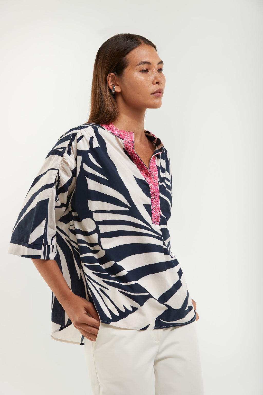 Blouses korte mouw navy Senso