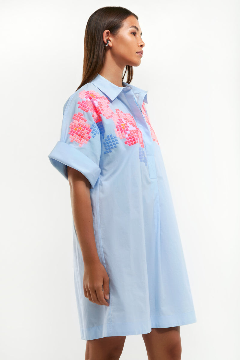Jurken korte mouw blauw Senso