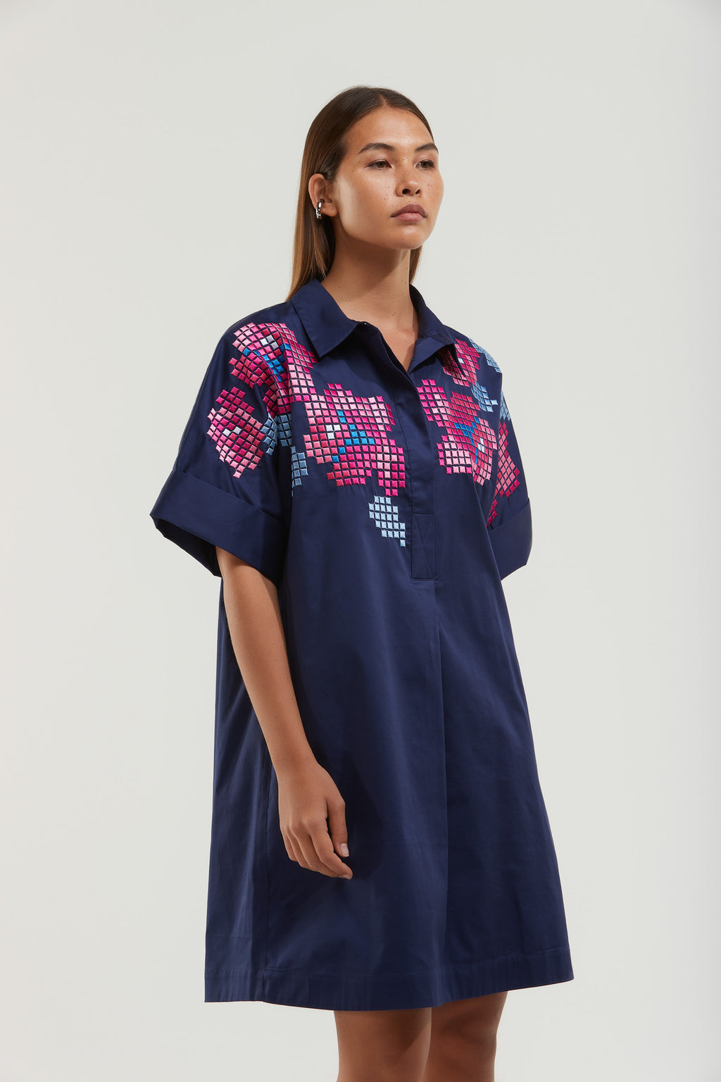 Jurken korte mouw navy Senso