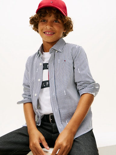 Hemden lange mouw navy Tommy Hilfiger