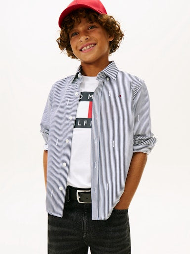 Hemden lange mouw navy Tommy Hilfiger