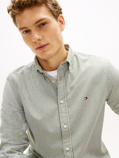 Hemden lange mouw groen Tommy Hilfiger