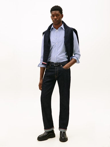 Hemden lange mouw blauw Tommy Hilfiger