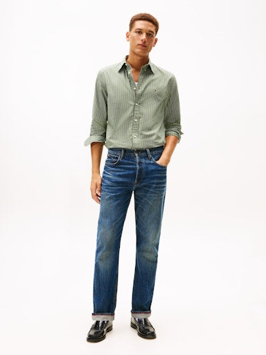 Hemden lange mouw groen Tommy Hilfiger