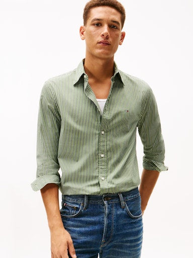 Hemden lange mouw groen Tommy Hilfiger