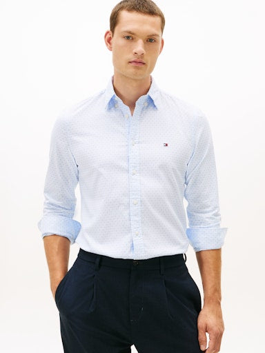 Hemden lange mouw blauw Tommy Hilfiger