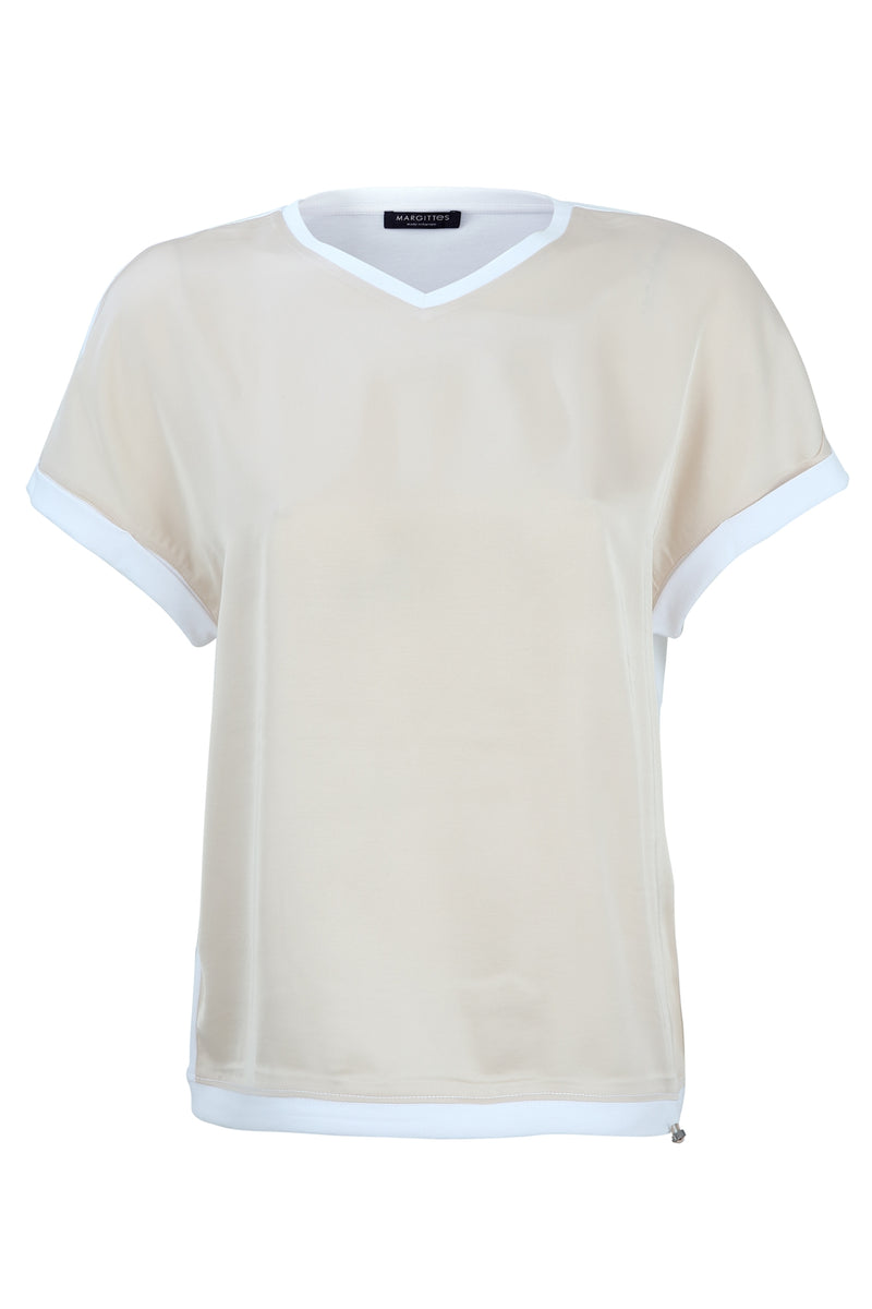 Blouses korte mouw beige Margittes