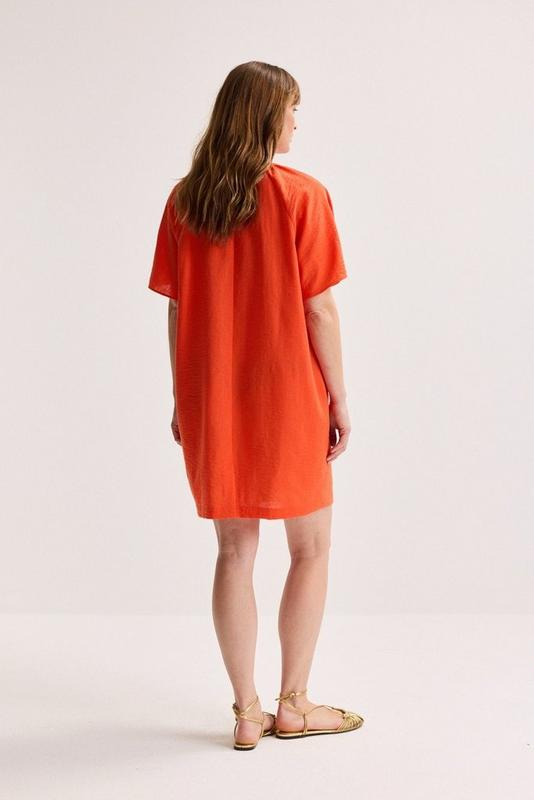 Jurken korte mouw oranje Améline