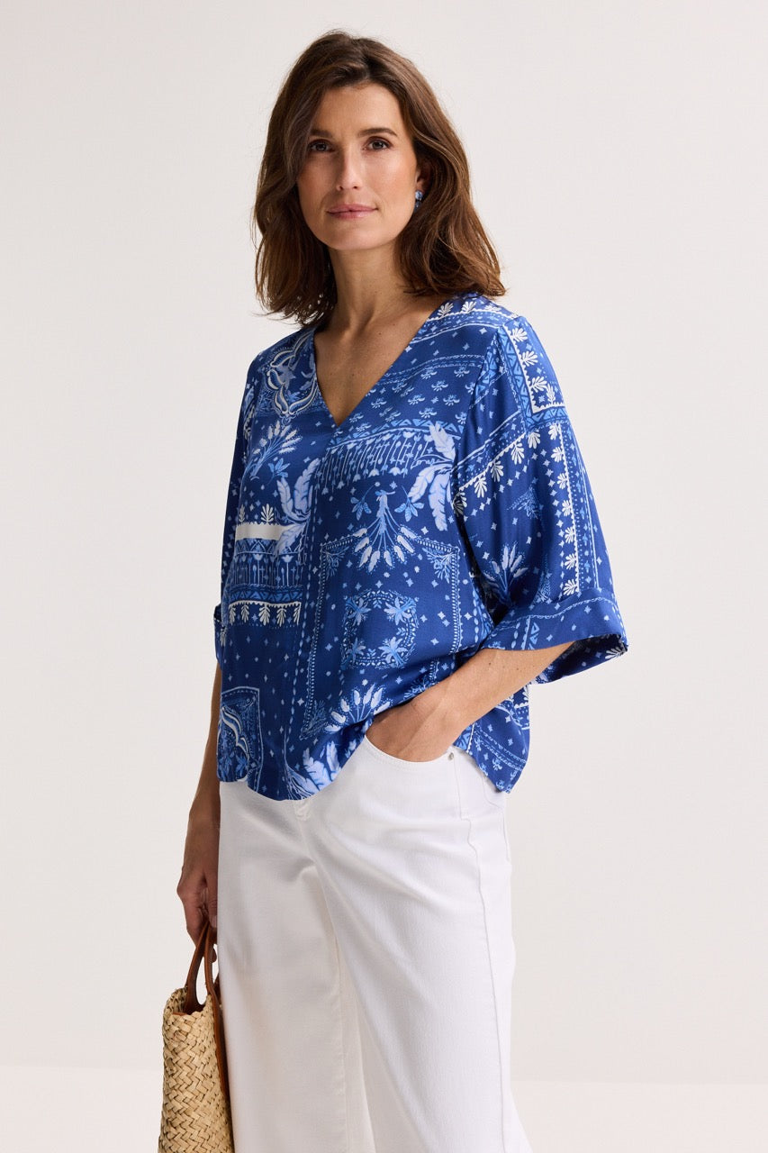 Blouses lange mouw blauw Améline