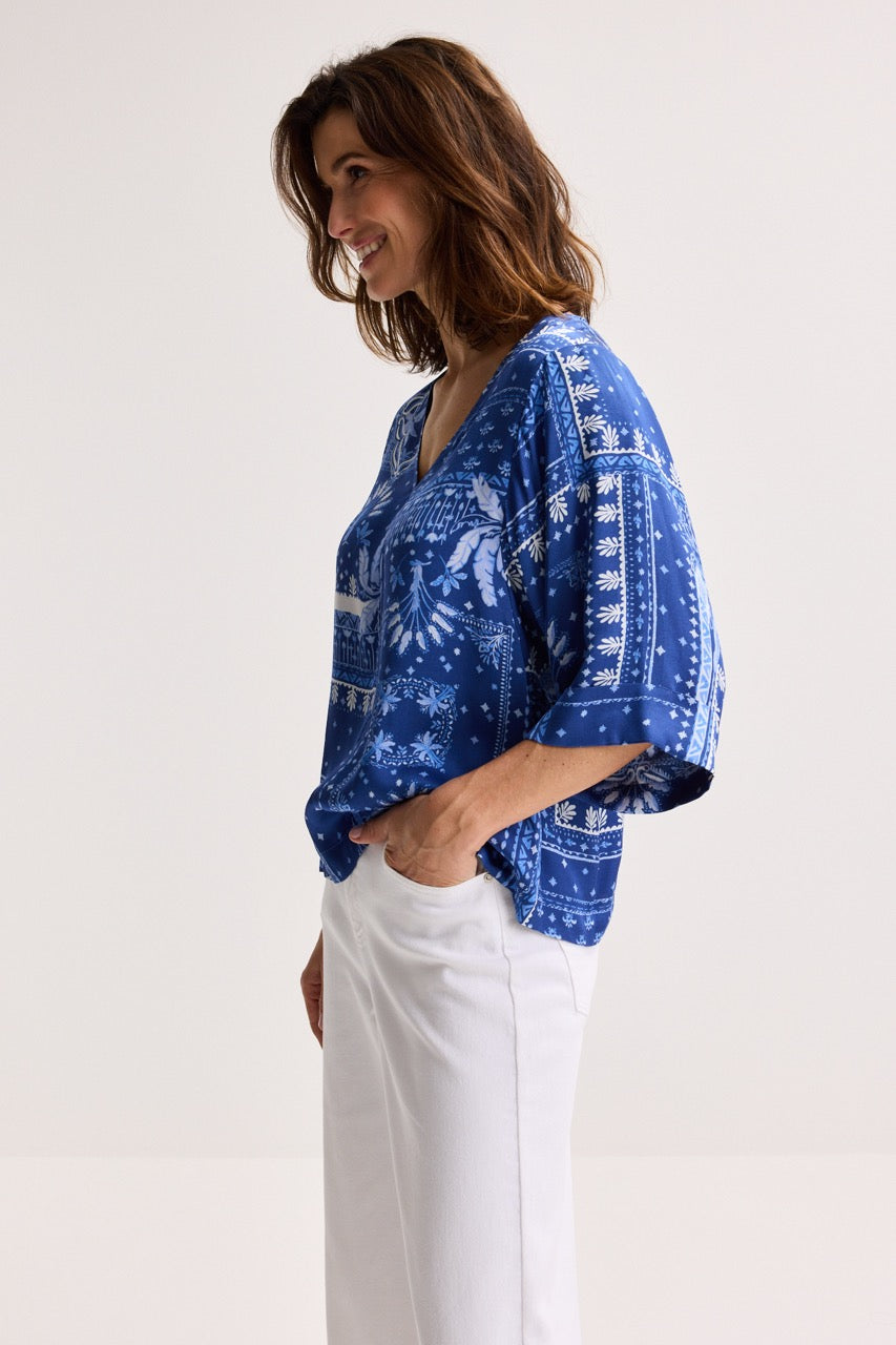 Blouses lange mouw blauw Améline