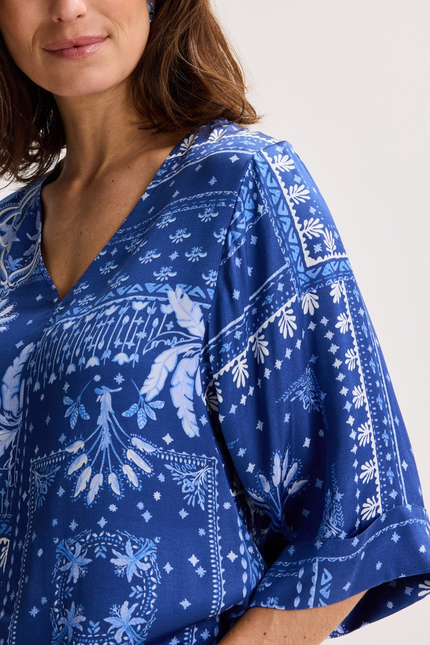 Blouses lange mouw blauw Améline