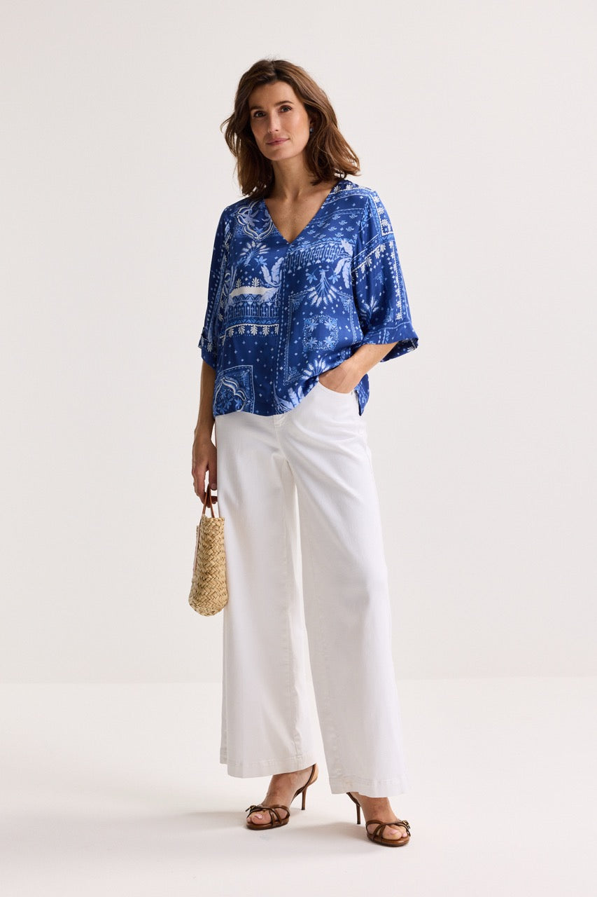 Blouses lange mouw blauw Améline